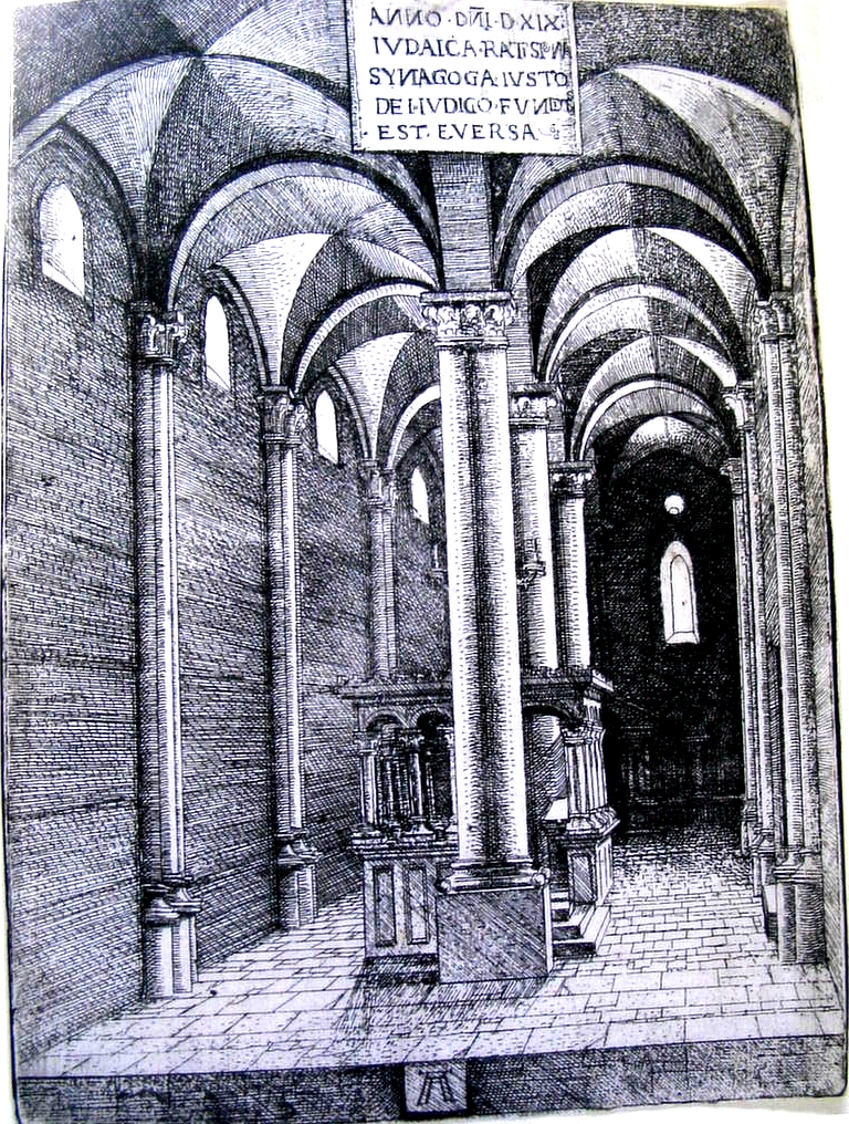 Synagoge zu Regensburg vor dem Abbruch 1519
